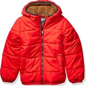 OshKosh B'Gosh Boys Red Heavyweight Winter Jacket with Sherpa Lining, Size 5/6